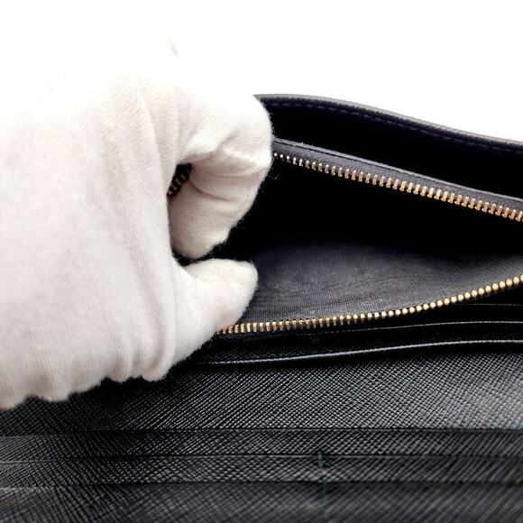 PRADA Saffiano Bow Continental Wallet Black 100% Authentic - Picture 15 of 16